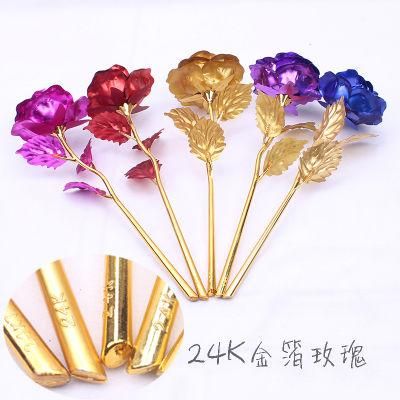 25cm LED Rainbow Galaxy 24K Gold Rose with Packing