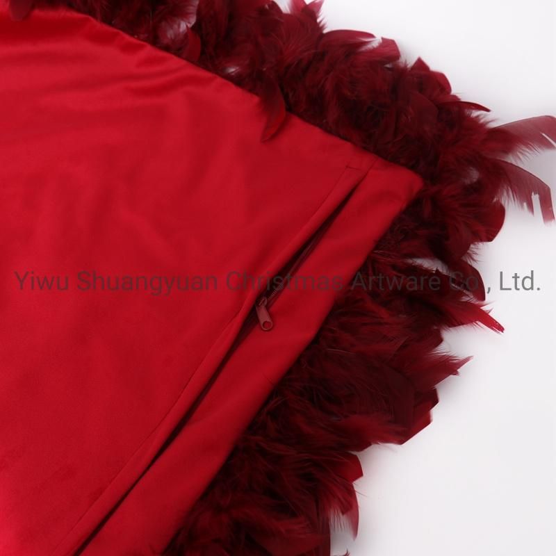 New Design Christmas Bolster Pillow with Feather for Holiday Wedding Party Home Decoration Hook Ornament Craft Gifts