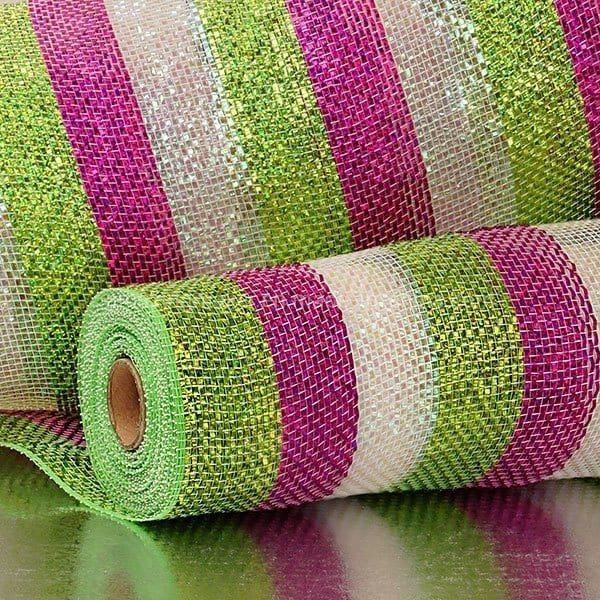 Fashion Solid Metallic Stripes 21′′ Deco Mesh for Party Decoration