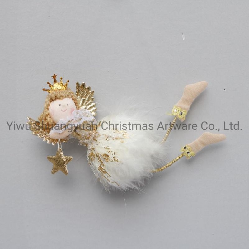 Stock New Design High Sales Christmas Plush Angel for Holiday Wedding Party Decoration Supplies Hook Ornament Craft Gifts