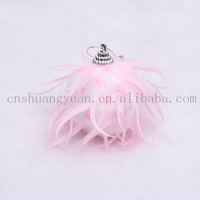 New Design Christmas Shiny Feather Leaf Hat Snowflake for Holiday Wedding Party Decoration Supplies Hook Ornament Craft Gifts