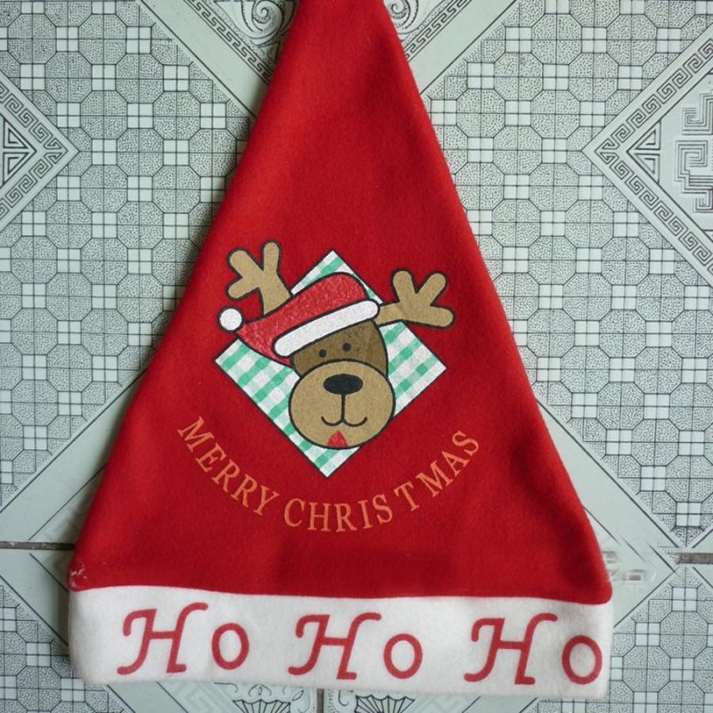 Factory Whole Sales Kinds of Xmas Hat with Velvet Woven Material Silk Printing embroidery Logo Bronzing Logo