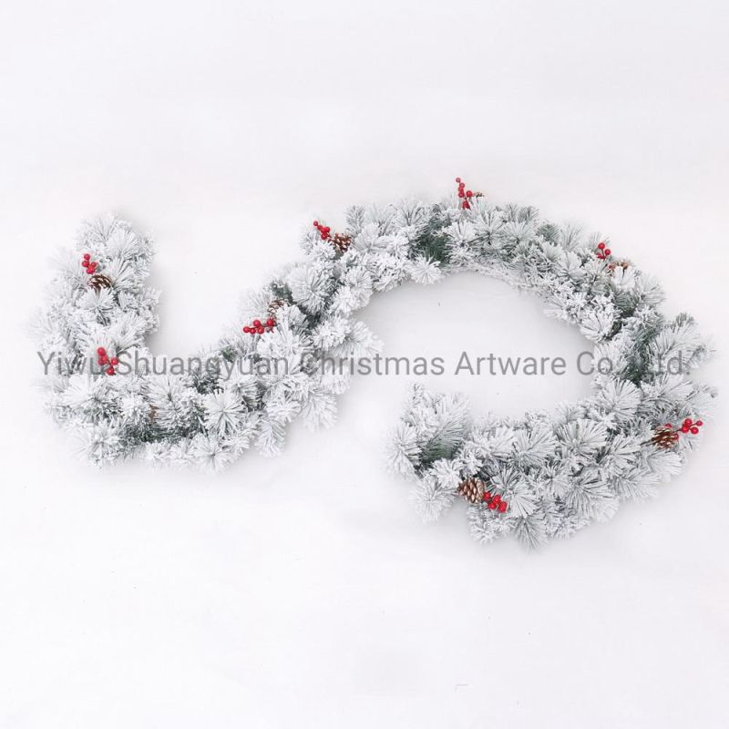 270cm PVC Artificial Christmas Wreath with Flower Leaf Pinecone Red Berry