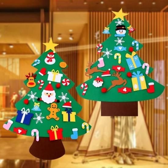 Hot Style Christmas Handmade DIY Children′ S Gift Felt Cloth Christmas Tree Puzzle Gift Decoration