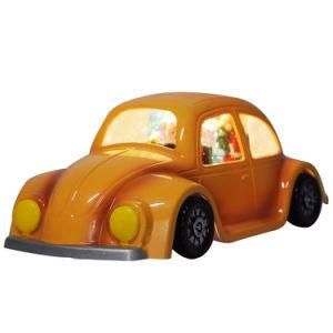 Custom New Yellow Plastic Vintage Car Xmas Santa Scene Musical LED Water Spinning Christmas Snow Globe