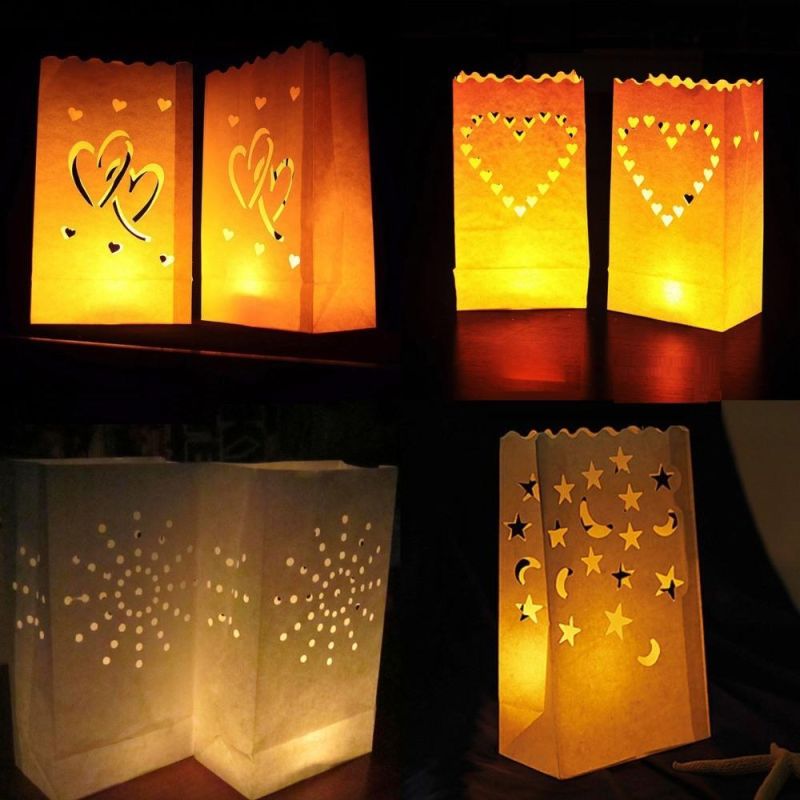 White Candle Bags Paper Lanterns for Wedding Valentine′s Day Decoration