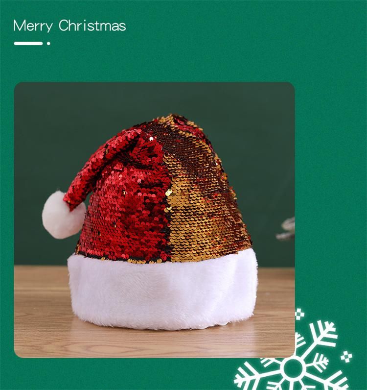 Wholesale Santa Hat Handmade Wool Ball Christmas Decoration Bulk Christmas Hats Pet Sequins Party Costume Hats for Adults