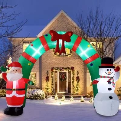 X&prime;mas Christmas Inflatable Snowman and Santa Arch Archway for Home Outdoor