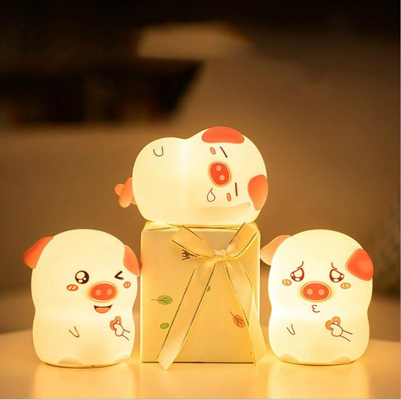 LED Cute Pig Silicone Night Lamp Children Birthday Christmas Gifts