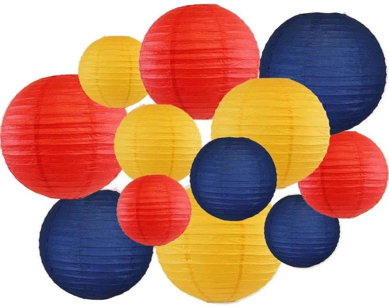 Art Decorative Round Chinese Paper Lanterns 12PCS Assorted Sizes Colors Hanging Party Decorations Set Paper Lanterns for Wedding Birthday Bridal Baby