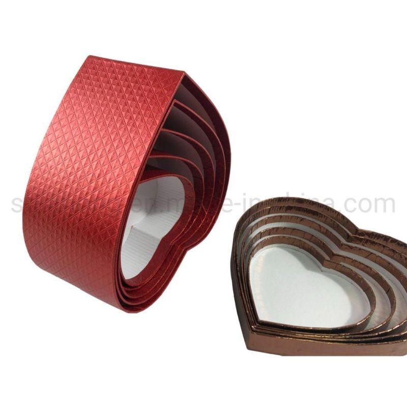 Cardboard Heart Shaped Lid and Base Paper Packaging Valentine/Christmas/Party/Birthday Craft Paper Gift Packaging Box (Sets)