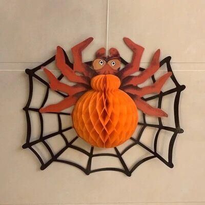 Halloween Interior Paper Decoration Orange Pumpkin Spider White Ghost Black Bat Spider Web All Saints′ Day Decorations Paper Garlands and Halloween Paper Lante