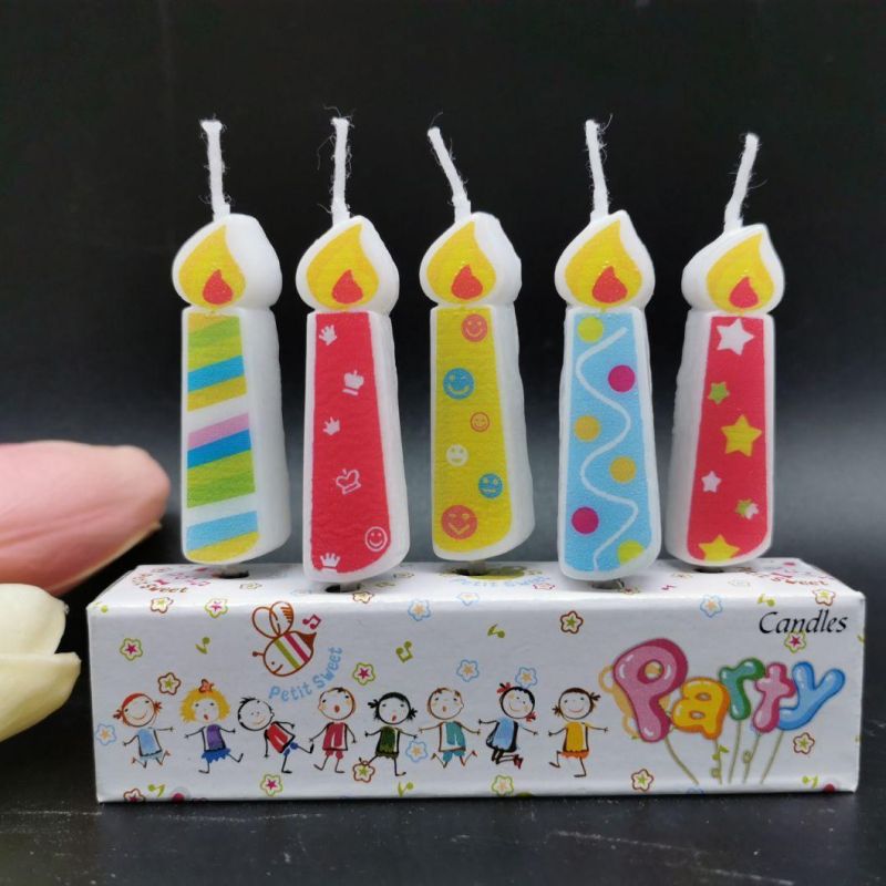 Burning Candle Shape Birthday Cake Decoration Candles Set for Party