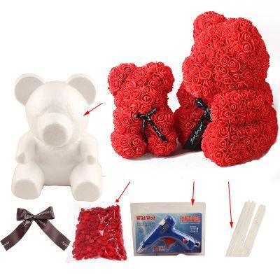 Hot Selling Small 10 Inch 25 Cm Flower Lover Valentine Gift Teddy Foam PE Rose Bear