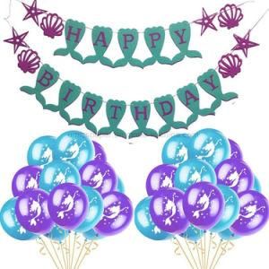 Umiss Paper Printed with Beautiful Mermaid Balloons Birthday Party Decoration