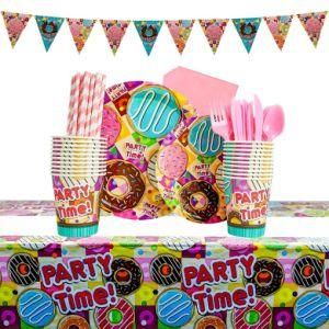 Donut Theme Girl Birthday Party Decoration Banner Paper Cup Napkins Supplies