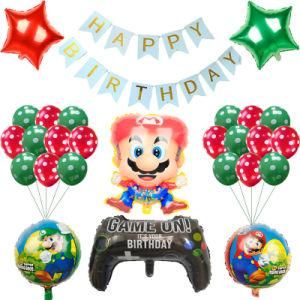 Mario Birthday Aluminum Film Balloon Set Mary Luigi Game Balloon