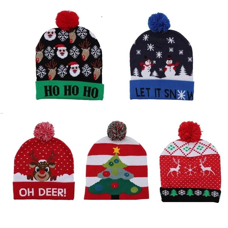 New 2021 Hot Kids Adult Christmas Hat Cute Santa Reindeer Snowman Xmas Gifts Bonnet Adulte Christmas Hat