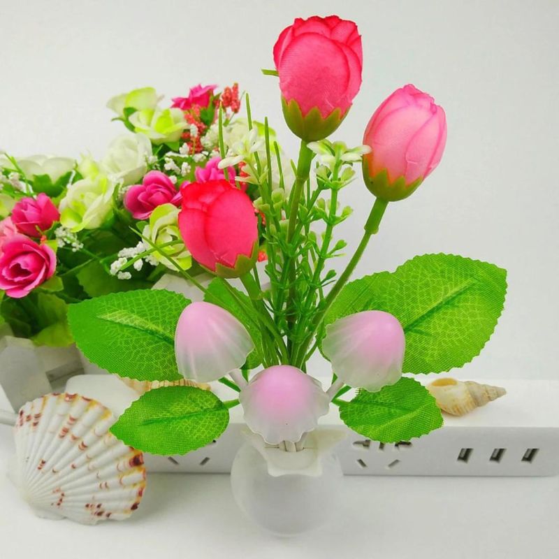 Mushroom Night Light Tulip Flowers Plug-in Mushrooms Colors Changing Nightlight