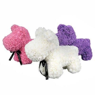 2021 Hot Sale Valentine&prime;s Day Gift Rose Bear Artificial Flowers Decoration Foam Rose Dog Rainbow Rose Puppy for Women