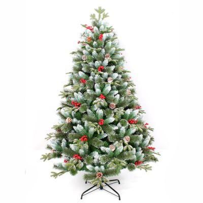 Yh2011 Christmas Tree with Pine Cone Red Berry White Snow Christmas Party Decoration Ornament Craft Gifts