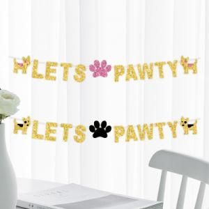 Pet Birthday Lets Pawty Banner Party Glitter Letter Streamers Amazon