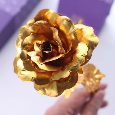 Rainbow Galaxy Rose 24K Golden Rose Flower Artificial Crystal Rose Starry Sky Gold-Plated Rose Gold Foil Rose
