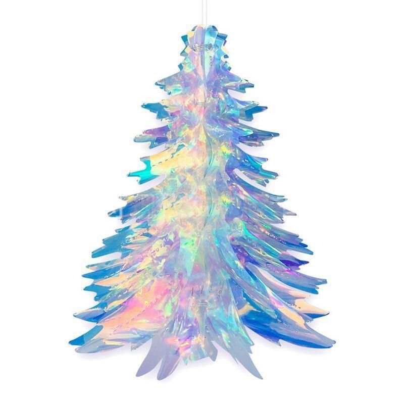 Neon-Colored Film Christmas Tree Pendant Hanging Ornaments The Hexagonal Shape of a Five-Pointed Snow Party Christmas Decorations Colorful Bells Wholesale