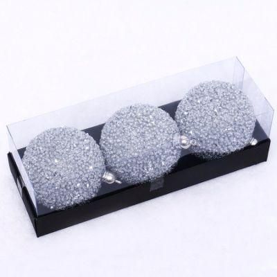 8cm Silver Christmas Glitter Ball Christmas Ball Decoration