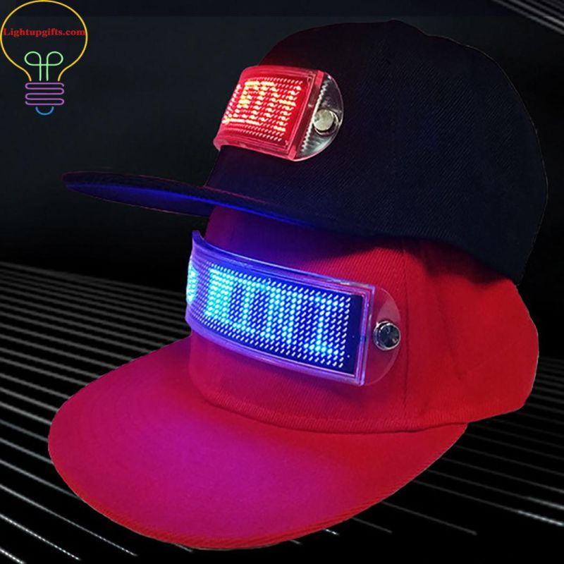 LED Display Flashing Hats Display Screen Advertising Cap Glowing Gifts LED Lights Cap for See a Friend Block out The Sun Window Shopping at Night