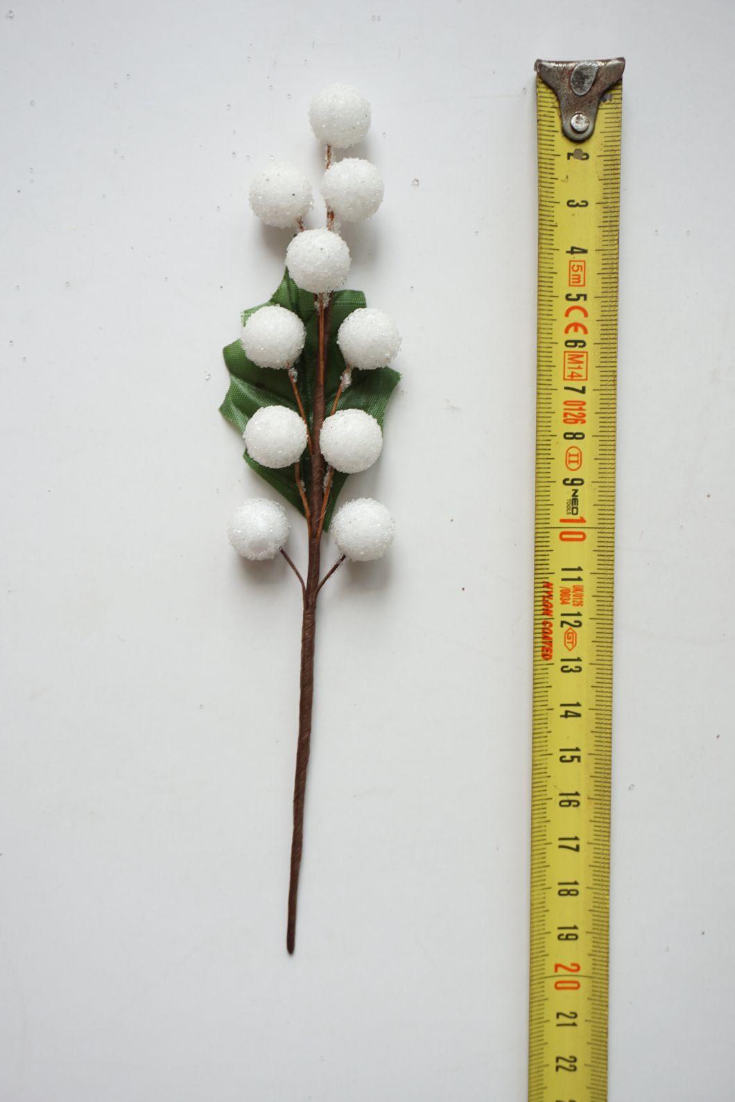 20cm Red Christmas Pick with Pine Cone and White Berries for Christmas Decoration