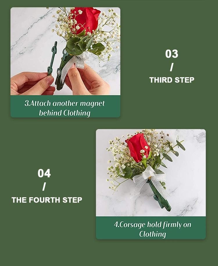 Floral Boutonniere Magnets Corsage Brooches Magnet for Handmade Wedding Bride Boutonnieres Corsage Flower Pins Business Buttonhole Flowers Making Accessories