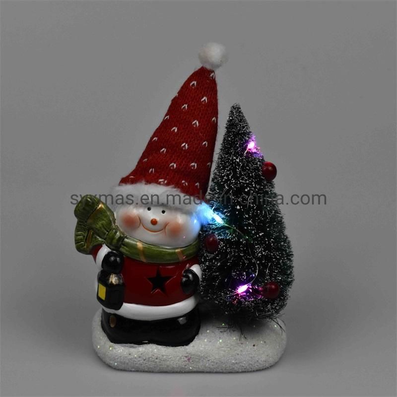 Christmas Ornaments, Santa Claus Christmas Tree Desktop Figurines Creative Glow Gifts with Two Batteries