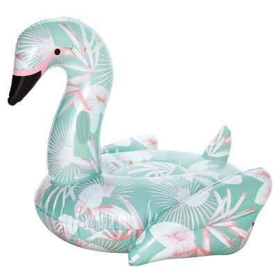14inflatable Pink Pattern Flamingo Pool Float Lounger, Outdoor Raft, Rideable Pool Toy for Adults &Kids