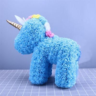 Wholesale 40cm Unicorn Design Rose Bear with PVC Gift Box