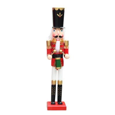 Christmas Home Decoration Red Drum Soldier Wooden Nutcracker