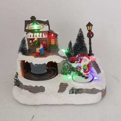 2020 New Christmas Gift Santa Claus LED Lights Moving Train Christmas Village
