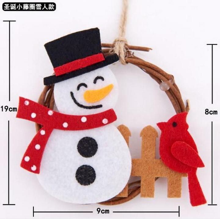 Christmas Ornament Santa Claus Snowman Rattan Hoop Pendant