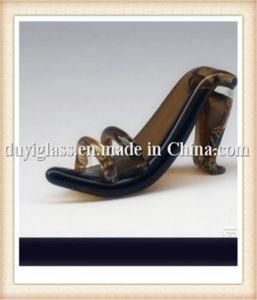 Black High Heel Shoes Glass Craft for Decoration