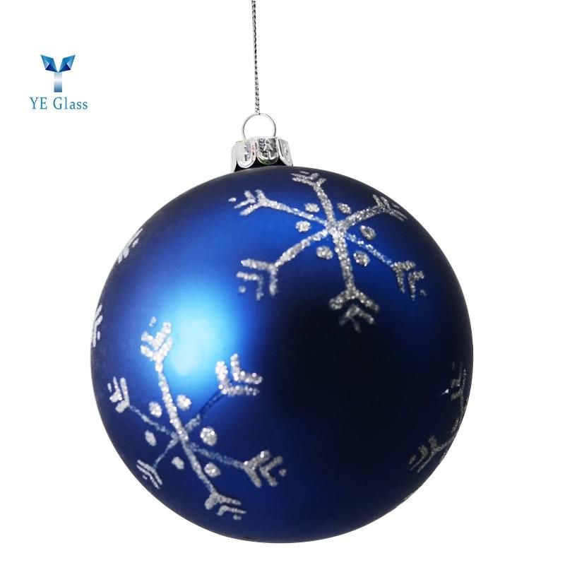 Popular Design Blue Christmas Ball Glass Hanging Ornaments