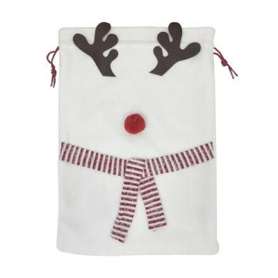 New Commercial Decoration Christmas Sack Drawstring Plush Santa Sacks