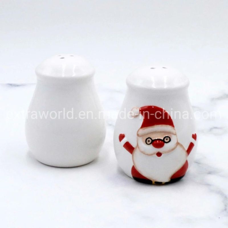 Christmas Dolomite Hand-Painted Salt and Pepper Shaker Kitchenware