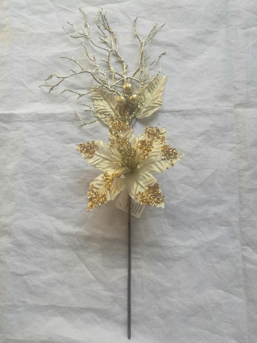Wholesale Artificial Simulation Flowers Picks for Christmas Decoration Xmas Ornament