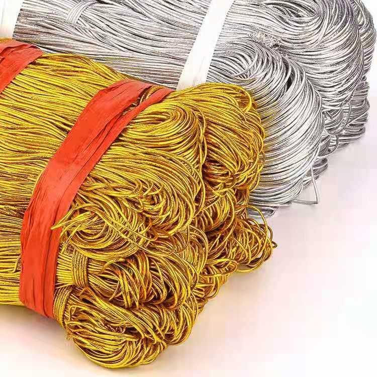 1.5mm Metallic Cord Tinsel String Rope for Ornament Hanging, Decorating, Gift Wrapping, Crafting Elastic
