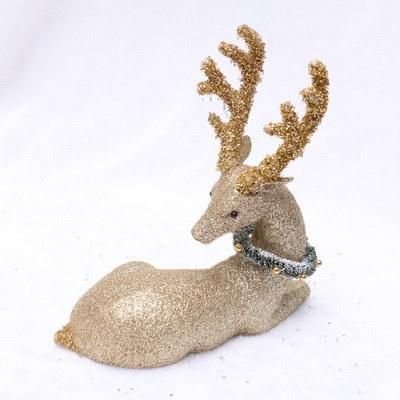 New Design Artificial Plastic Deer with Glitter Painted