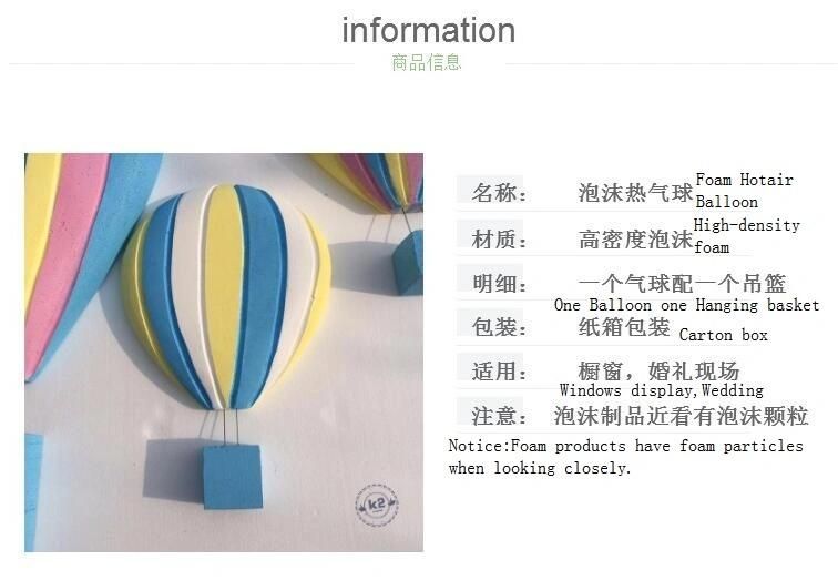 Wedding Props Scene Layout Window Display Foam Hotair Balloon for Amusement Park Decoration