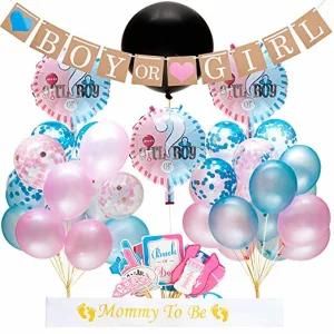 Umiss Paper Gender Reveal Baby Shower Decoration Kit with Foil Balloon