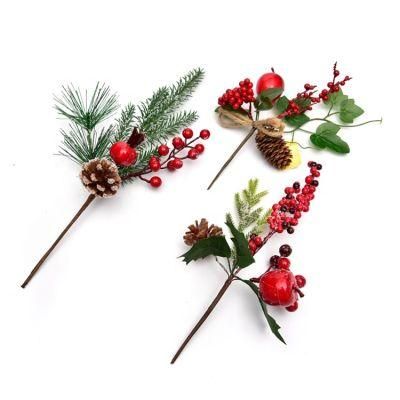 Hot Sale Wedding Party Decoration Flowers Artificial Christmas Berry Plastic Red Berries
