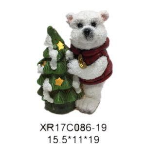 Factory Wholesale Polyresin Craft Christmas Bear with LED Light