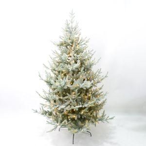 China Factory Hinged 600 LEDs Pre Lit Artificial PVC Christmas Tree with Snowing
